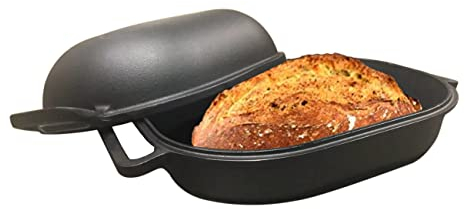 Cuisiland Molde grande y resistente de hierro fundido pre-sazonado para pan y pan, una manera perfecta de hornear