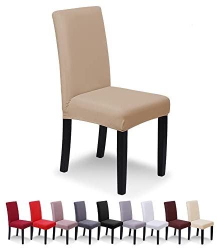 SaintderG® Housse de chaise 6 pièces, Housse de salle à manger pour un ajustement universel, Lycra étirable, très facile à nettoyer et durable, Bouquet, Hôtel, Décor de restaurant (Chameau, 6 pièces).