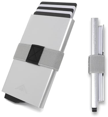 Stealth Wallet - Smart Minimalist Card Holders - RFID/NFC Blocking Pop Up Wallets with Gift Box - Credit Cards Holder & Contactless Protection (Silver Aluminium & Backplate)