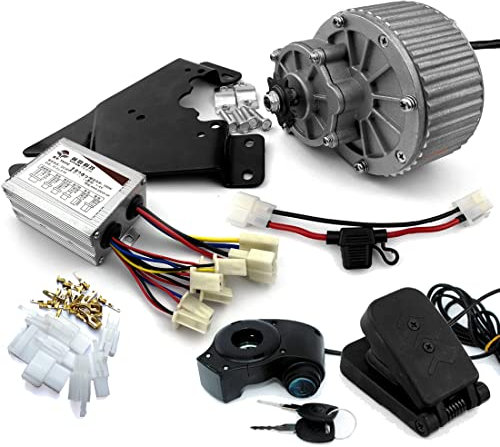 450W Unitemotor MY1018 Electric Brush Motor With Controller Pedal Throttle Key Switch Battery Voltmeter For Trike Bicycle E-bike (24V 450W kit)