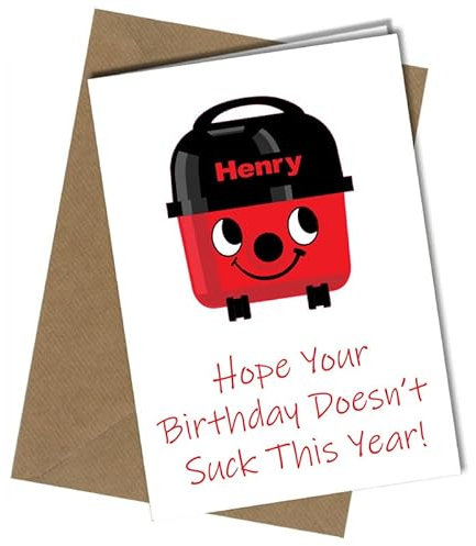 Gift Insanity HENRY HOOVER - A5 Birthday Card | Envelope Included | Blank Inside | Unique Design | Personalised Free of Charge, Multicolor
