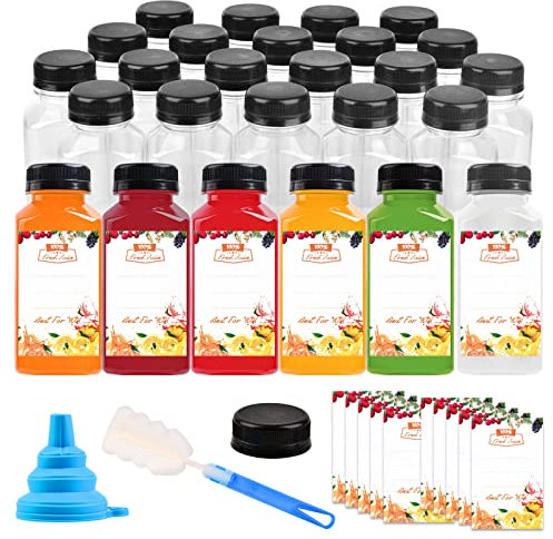 V·Colokishi 20 Stück 250 ml Leere Smoothie Flasche, Shot Flaschen,Sensorik Mini Kleine Flaschen, Trinkflaschen Plastikflaschen zum befüllen 250ml für Saft Milch Wasser Öl