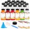 Lot de 20 bouteilles de jus en plastique de 237 ml avec bouchons pour jus et smoothies, bouteilles transparentes vides réutilisables avec étiquette, entonnoir et pinceau, lait, eau