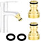 Adaptador Manguera Grifo Cocina Conector Grifo Manguera Universal Latón Enchufe Rapido Agua Conectores de Grifo Jardin para 23 mm Rosca Exterior y 21 mm Rosca Exterior Interno 2 Pieza (Dorado)