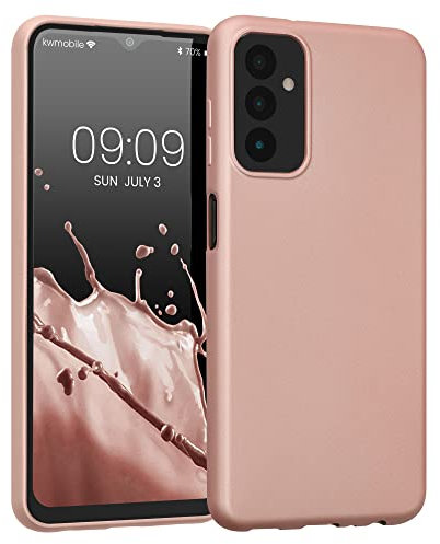 kwmobile Case kompatibel mit Samsung Galaxy M13 Hülle - Schutzhülle aus Silikon metallisch schimmernd - Handyhülle Metallic Rosegold