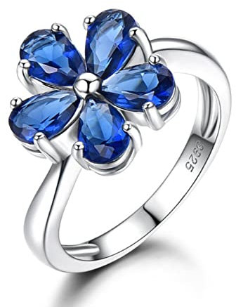 Flor Creada, Joyería De Zafiro Azul, Anillos De Plata De Ley 925 Sólida para Mujeres, Regalos De Boda Románticos, Joyería Fina