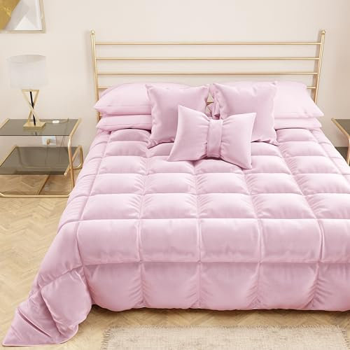 PETTI Artigiani Italiani - Trapunta in Morbido e Caldo Velluto 350 g/m², Piumone Matrimoniale, Double Face, Trapunta Matrimoniale: 260x270 cm, Rosa, 100% Made in Italy