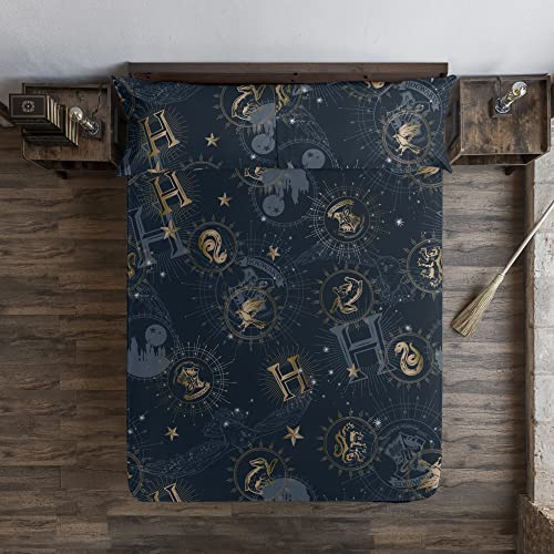 Belum Harry Potter Spannbettlaken, Maße: 90 x 200 cm + 35 cm, Faltenbalg, Stoff: 100% Baumwolle, Fadenzahl 175, Modell: Hotter Gold
