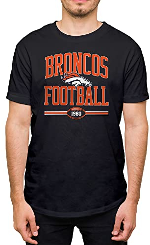 Hybrid Sports NFL Football Arch – Offizielles Lizenzprodukt für Erwachsene, kurzärmeliges Fan-T-Shirt für Männer und Frauen, Denver Broncos – Schwarz, M