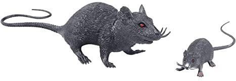 JIAHG 2 Stück Plastik Ratten Maus Gefälschte Maus Plastik Realistische Gruselig Ratten Spielzeug Kinder Halloween Tricks Streiche Requisiten Spielzeug