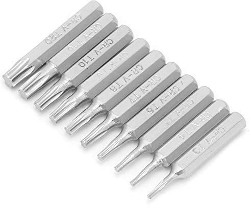 ANKROYU 10 Stück Torx Schraubendreher Bits, T3 T4 T5 T6 T7 T8 T9 T10 T15 T20, Zubehör Bohrschrauber und Schraubendreher, Länge 28mm CR-V Oberflächenbeschichtung