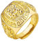 JewelryWe Herren-Ring Gold Ring Herren - Reichtum Vergoldet Rechteckig Siegelring Band Bandring Offener Daumen Fingerring verstellbare Größe Geschenk für Männer