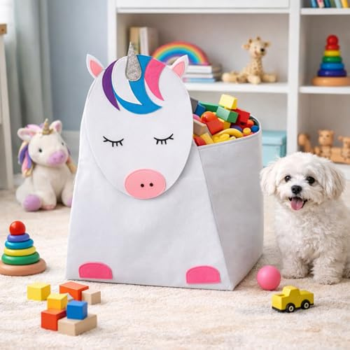 Kids XXL Aufbewahrungsbox Spielzeugkiste Spielzeugaufbewahrungsbox Spielzeugtruhe Filztasche Filz Tiere H73cm