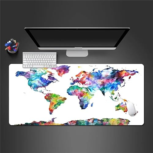 Mauspad XXL – 900x400x5mm Gaming Mauspads - Vernähte Kanten - verbessert Geschwindigkeit und Präzision Schreibtischunterlage für PC Laptop Home und Büro – Mousepad Weltkarte