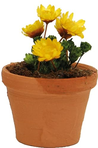 FADEDA Blumentopf, gelbe Blumen/Höhe:3 cm/handbemalt/detailgetreue Krippen Figuren - Weihnachten Tisch Dekoration Krippe Zubehör