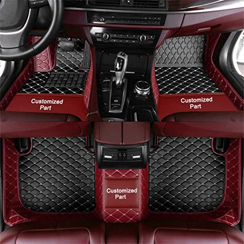 Anpassen Fußmatten für Jaguar XF XE XJ E-Pace F-Pace F-Type X-Type PU-Leder Auto Fussmatten Set Allwetter wasserdichte rutschfeste Teppich?Wein rot und Schwarz?