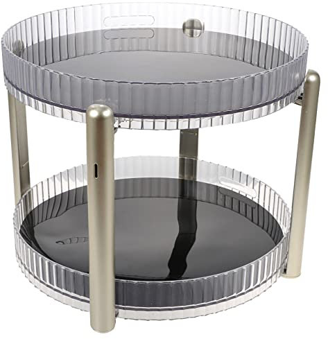 Ciieeo drehbares Lagerregal 2-stöckiges Tablett drehbares Tablett für zu Hause Lagerregale rotierende Gewürzschale drehbare Ablageplatte Multifunktion Ablagefach Rolle