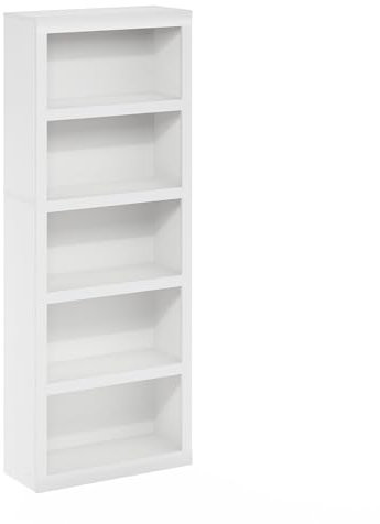 Furinno Rail 5-stufiges Bücherregal mit offenem Regal, Weiß
