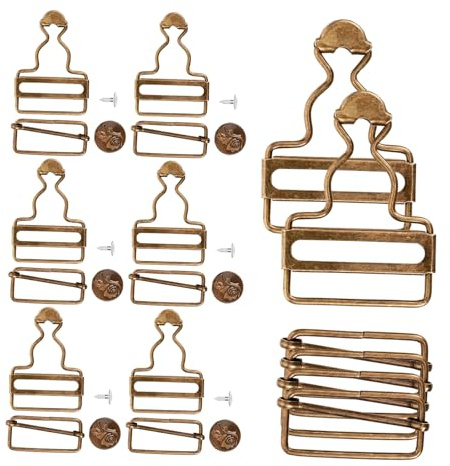 NUOBESTY 10 Pezzi Bottoni Jeans Regolabili in Metallo, Ganci Per Salopette in Bronzo Antico, Accessori Per Pantaloni Con Pulsanti Da 3,5 Cm, Facile Fissaggio E Uso Quotidiano