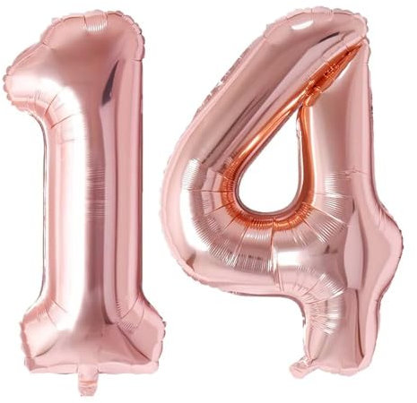 Vthoviwa 32'' Ballon Chiffre Anniversaire 14/41 Or Rose, Ballon Numero 14/41 Deco Birthday, Balloon 14/41 Numéro Party Deco 86cm