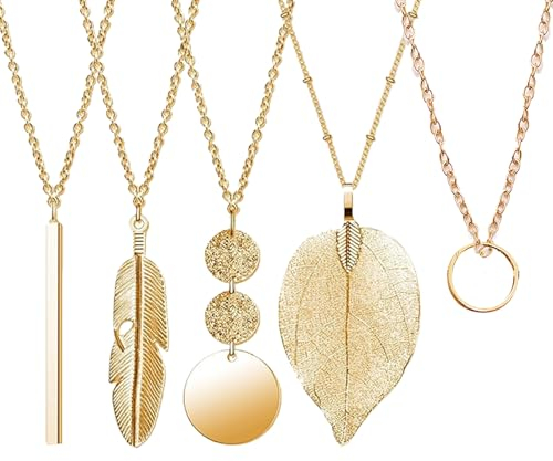 Necklace 5 Stück Kette Gold Damen Lange Goldene Für Mädchen Die Schmuck Im Bohemian-Stil Lieben