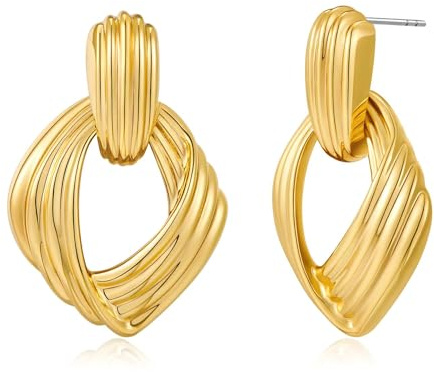 TOVABA Damen Gold Ohrringe Hypoallergen– Modische Creolen für Frauen, Hautfreundlich & Allergikergeeignet, Nicht Verblasend, Glänzendes Design für Alltag & Feste, Geschenkidee Ohrringe