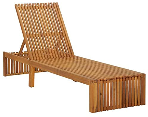 Generisch Liegestuhl aus Holz, Sonnenliege aus massivem Akazienholz, Tagesbett für Garten, Terrasse oder Balkon