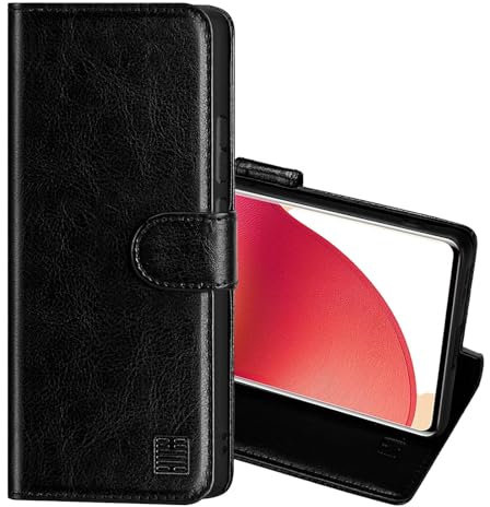 32nd Book Wallet PU Leather Case Cover for Motorola Edge 50 Fusion, Flip Case With RFID Blocking Card Slots, Magnetic Closure and Built In Stand - Black