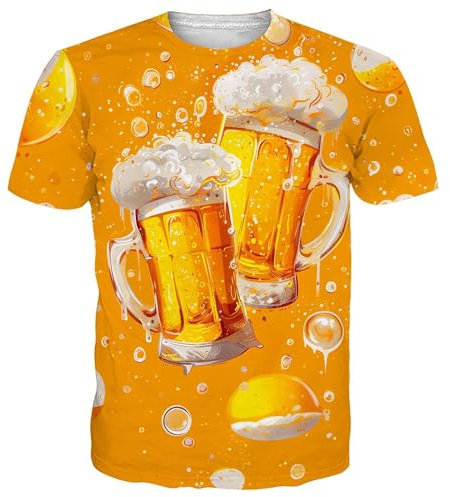 Loveternal T Shirt Herren Sixpack Bier Aufdruck Damen Tshirt Ugly Lustige Männer Rundhals Kurzarm Sommer T Shirts Unisex Bauchmuskel Oktoberfest Karneval M