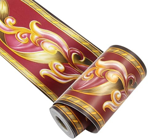 Jodimitty frise murale papier peint pvc bordure autocollante 9mx10cm bordure murale imperméable frise murale adhesive pour salon chambre salle de bain cuisine (rouge)