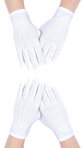 Hyxodjy Weiße Baumwollhandschuhe - Parade Handschuhe für Herren, Uniform und Zeremonielle Anlässe