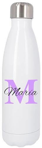 C&P Botella Térmica Personalizada Inicial y Nombre Botellas de Agua Acero Inoxidable Doble Capa 500 ml Bebidas Frias y Calientes (Inicial + nombre)
