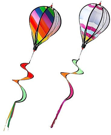PHENOFICE 2stücke Heißluftballon Wind Spinner Dekoration Outdoor Layout Anhänger Spiral Heißluftballon Hofdekorationen Hofanhänger
