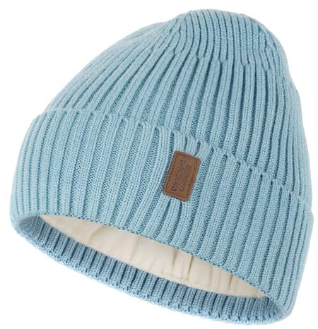 Wmcaps Mütze Herren Winter, Thermo Strickmützen für Herren, Warme Fleece Laufmütze Beanie Damen Herrenmütze Winter, Winddichte Wintermütze Männer Gefütterte und Gepolsterte Unisex-Mütze(Blau)