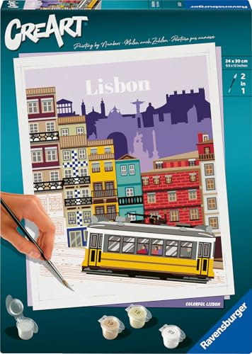Ravensburger – CreArt 24x30 cm – Adulte – Peinture par numéros – Lisbon – Activité détente et créative – 25522