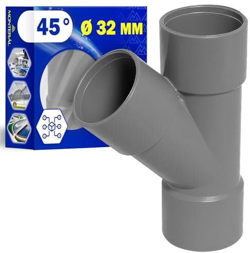 CARATTERISTICHE PRINCIPALI - Raccordi tre vie drenaggio con angolo di 45°, progettato per collegare tre tubo PVC di 32 mm di diametro con filettatura interna