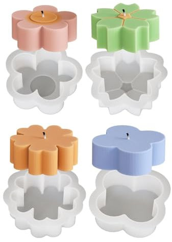4PCS Candle Moulds for Candle Making, Pillar Wave Candle Mould, Silicone Epoxy Resin Moulds, Silicone Candle Making Moulds for Making 3D Candles Soap Aromatherapy DIY Crafts