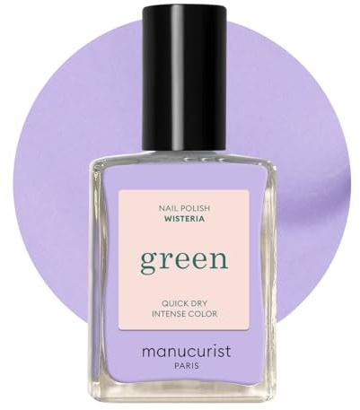 Manucurist Green Wisteria Pastel Purple Natural Nail Polish | Long lasting nail polish and Quick dry nail varnish with classic manicure effect. Vegan, 9-free, plant-based, 15 ml