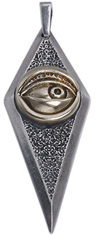 Exquisiter Schmuck,Herren-Halskette mit Teufelsauge-Anhänger, altes Ägypten, gotische Teufelsauge-Halskette aus S925-Sterlingsilber, Silber, Anhänger + Kette 70 cm