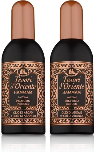 Tesori d'Oriente - Profumo Aromatico Hammam, dalla Fragranza Fiorita e Avvolgente, Note di Mandorlo, Vaniglia e Muschio, 100ml (Confezione da 2)