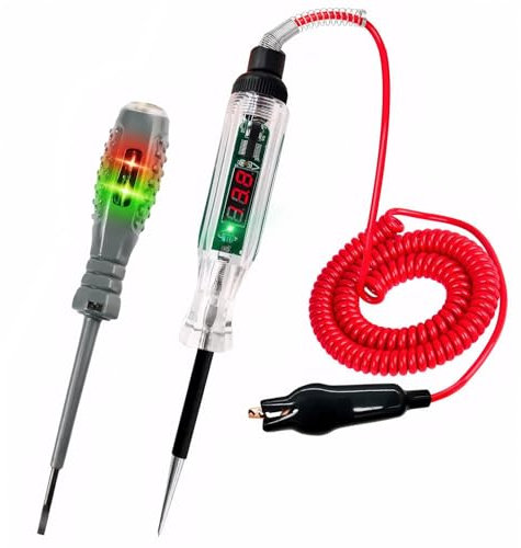 Circuit Tester Red Car Fuse Circuit Tester Light 3v-120v used to Check Vehicle,Boat Fuse and Battery Voltage(With Black Tester*1)