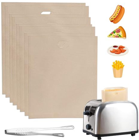 8 Pack Toaster Bags, Toastie Bags for Toaster, Non-Stick Toasted Sandwich Bag with Serving Tongs for Sandwiches Pizza