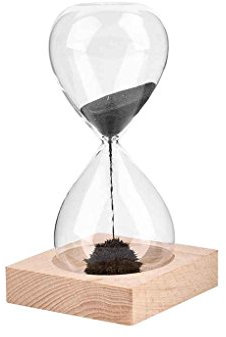 Sablier soufflé à la main avec base en bois aimanté pour cadeau, décoration de bureau ou de maison
