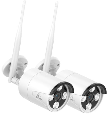 SANNCE 4K WLAN Überwachungskamera Aussen, 2× WiFi 6 Outdoor Kameras | WiFi 6 (2,4 GHz & 5,8 GHz), Farb-Nachtsicht, 2-Wege-Audio, Personenerkennung, IP66, 8MP, In-/Outdoor, 70° Blickwinkel, Hause