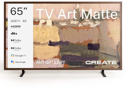 CREATE / TV Art Matte/Televisor Smart TV QLED 4K 65 Madera Oscura/Pantalla antirreflejos, galería de Arte, Control por Voz, Sensor de iluminación, Low Blue Light & Flicker Free, HDMI TM