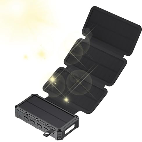 Batterie Externe Solaire | Batterie Externe à Manivelle avec Lampe LED - Appareils Électroniques, Powerbank Pliable pour Pêche Camping Voyage et Maison