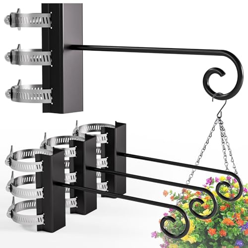 Teadokly 4Pcs Heavy Duty Railing Bird Feeder Hanger Hook, Outdoor Hanging Bracket for Plant, Extended Hanging Balcony Hook for Bird Feeders, Flower Baskets, Wind Chimes, Flower Pots, Lanterns