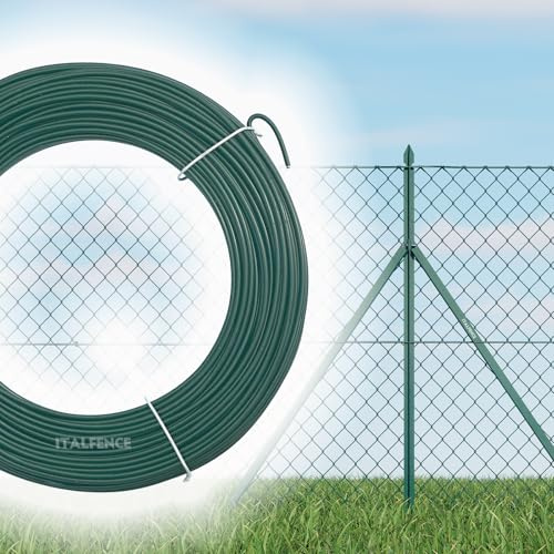 Italfence - Alambre de hierro plastificado verde para cercados, 100 metros (Disponibles varios diámetros) [Ø3,20mm]