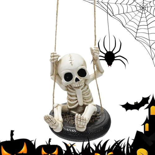 Fangfhai Skelett-Figuren – Heimdekoration zum Aufhängen – hängende Skelett-Reifenschaukel-Ornament für drinnen und draußen, Halloween, Hof, Wände, Bäume, Decken, Veranda, Hinterhöfe,