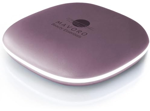 Mavoro Miroir Maquillage de Voyage LED Éclairé | Grossissement 1x/10x | Rechargeable USB-C | Miroir Compact Portable pour Poche & Sac avec Capteur Tactile (Violet Mist)